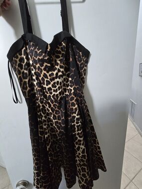 Hell Bunny Leopard Print Mini Dress with Black Trim